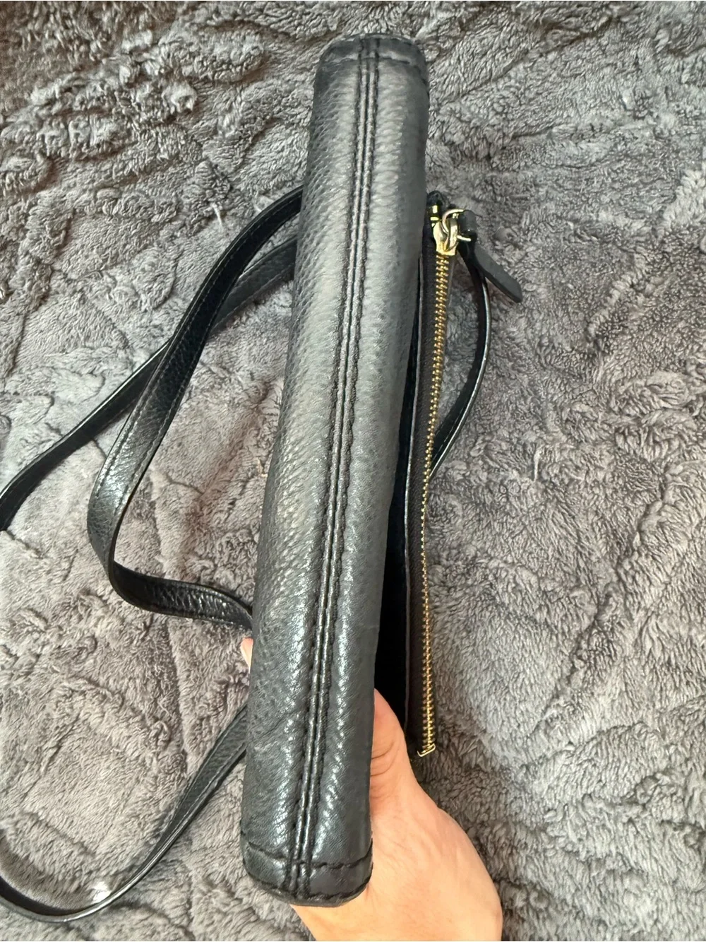 kate spade Black Pebbled Leather Crossbody with Gold Hardware